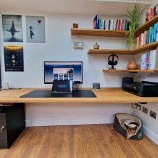 Oak Office Desk & Floating Shelves — Stannington